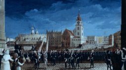 „Przysięga Tadeusza Kościuszki na Rynku Krakowskim” pędzla Michała Stachowicza. Fot. PAP/W. Kryński