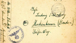 Oryginalny list napisany przez esesmana z załogi niemieckiego obozu Auschwitz Stefana Dilmetza. Źródło: Muzeum Auschwitz-Birkenau