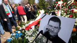 Uroczystości pogrzebowe dziennikarza sportowego Pawła Zarzecznego. Fot. PAP/ B. Zborowski