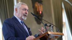 Prezydent Krakowa Jacek Majchrowski podczas otwarcia konferencji pt. "Początek drogi do niepodległości Polski - Kraków, 28 maja 1917". Fot. PAP/S. Rozpędzik