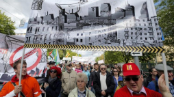 Protest w Moskwie przeciwko programowi wyburzania "chruszczowek". 28.05.2017. Fot. PAP/EPA