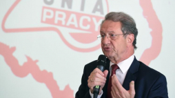 Były przewodniczący Marek Pol podczas uroczystych obchodów 25-lecia Unii Pracy. Fot. PAP/R. Pietruszka