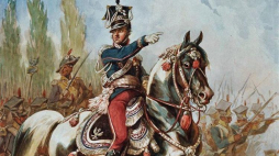 Generał Jan Henryk Dąbrowski na czele Legionów - akwarela Juliusza Kossaka. Źródło: Wikimedia Commons