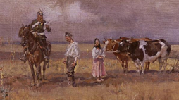 Obraz Wojciecha Kossaka „Rugi pruskie” w zbiorach Muzeum Narodowego w Toruniu. Fot. PAP/M. Musiał