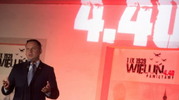 Prezydent Andrzej Duda przemawia podczas uroczystości w 78. rocznicę wybuchu drugiej wojny światowej, 1 bm. w Wieluniu. Fot. PAP/G. Michałowski