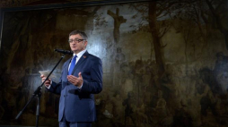 Marszałek Sejmu Marek Kuchciński podczas wystąpienia w Pałacu Wielkich Książąt Litewskich w Wilnie. Fot. PAP/M. Obara 