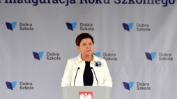 Dobrzechów, 04.09.2017. Premier Beata Szydło podczas ogólnopolskiej inauguracji nowego roku szkolnego w Dobrzechowie w woj. podkarpackim. Fot. PAP/D. Delmanowicz