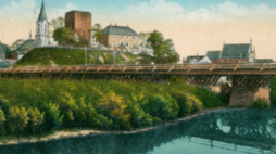 Zamek i most w Oświęcimiu. Pocztówka, lata 1910-1917. Źródło: BN Polona