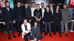 Premiera filmu "Wszystkie nieprzespane noce" – na zdjęciu m.in.: reżyser Michał Marczak (5P), aktorzy Krzysztof Bagiński (3P) i Michał Huszcza (4L). Warszawa, 26.10.2016. Fot. PAP/Strefa Gwiazd/S. Leszczyński 