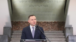  Prezydent Andrzej Duda przemawia podczas otwarcia wystawy stałej "Czego nie mogliśmy wykrzyczeć światu", 14 bm. w Żydowskim Instytucie Historycznym. Fot. PAP/P. Supernak