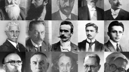 Działacze PPS. Od lewej: Bolesław Limanowski, Witold Jodko-Narkiewicz, Feliks Perl, Stanisław Wojciechowski, Ignacy Mościcki, Ignacy Daszyński, Jędrzej Moraczewski, Józef Piłsudski, Walery Sławek, Stanisław Dubois, Kazimierz Pużak, Antoni Pajdak, Lidia Ciołkosz, Adam Ciołkosz i Jan J. Lipski.
