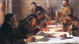 Obraz "Wigilia na Syberii" Jacka Malczewskiego. Źródło: Wikimedia Commons