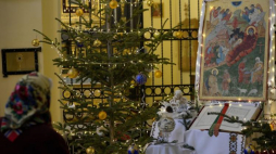 Ikona Narodzenia Pańskiego podczas porannej mszy świętej w greckokatolickim soborze archikatedralnym w Przemyślu.  07.01.2018. Fot. PAP/D. Delmanowicz
