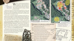 Tablica informacyjna "Dzwonowo - zaginione miasto". Źródło: Projekt "Dzwonowo – zaginione miasto. Interdyscyplinarne badania średniowiecznego i nowożytnego kompleksu osadniczego" - www.dzwonowo.wordpress.com