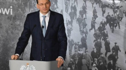 Premier RP Mateusz Morawiecki podczas debaty pt. „Marzec ’68 Ogólnopolski Ruch Społeczny Przeciw Komunizmowi” w ramach obchodów 50. rocznicy Marca ‘68 w Warszawie, 7 bm. Fot. PAP/R. Pietruszka