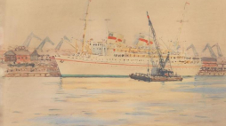 Akwarela autorstwa S. Szmaja. Źródło: Muzeum Miasta Gdyni