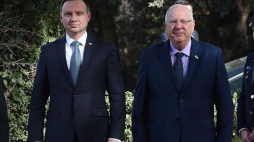 Prezydent RP Andrzej Duda (L) i prezydent Izraela Reuven Riwlin. Jerozolima, Izrael, 17.01.2017. Fot. PAP/R. Pietruszka