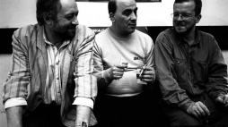 Zbigniew Łapiński (C), Przemysław Gintrowski (L) i Jacek Kaczmarski. Fot. PAP/Szwejkowski