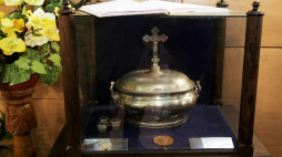 Chrzcielnica w kościele Sorokpolskim z 1775 roku pw. św. Kazimierza we wsi Powiewiórka, w którym 15 grudnia 1867 r. był ochrzczony marszałek Józef Piłsudski. Fot. PAP/T. Waszczuk