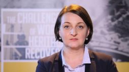 Magdalena Gawin podczas konferencji prasowej, po międzynarodowej konferencji eksperckiej pn. „The challenges of World Heritage recovery. International conference on reconstruction”. Fot. PAP/L. Szymański