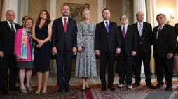 Prezydent Andrzej Duda z małżonką Agatą Kornhauser-Dudą i konsul generalny RP w Nowym Jorku Maciej Golubiewski podczas spotkania z przedstawicielami organizacji żydowskich. Fot. PAP/R. Pietruszka