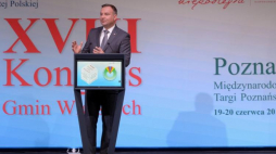 Prezydent Andrzej Duda podczas XVIII Kongresu Gmin Wiejskich, zorganizowanego na terenie Międzynarodowych Targów Poznańskich. Fot. PAP/J. Kaczmarczyk