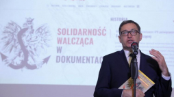 Jarosław Szarek podczas konferencji nt. prezentacji nowego portalu IPN "Solidarność Walcząca w dokumentach"