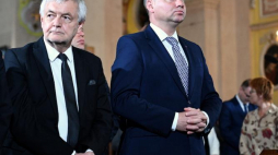 Prezydent Andrzej Duda podczas mszy świętej w Katedrze Świętych Apostołów Piotra i Pawła w Łucku, 8 bm. w ramach obchodów 75. rocznicy ludobójstwa Polaków na Wołyniu. Fot. PAP/J. Turczyk