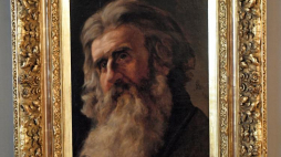 Prezentacja obrazu „Portret starca” autorstwa Artura Grottgera w Muzeum Okręgowym w Rzeszowie. Fot. PAP/D. Delmanowicz