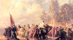 Modlitwa konfederatów barskich przed bitwą pod Lanckoroną. Obraz Artura Grottgera, 1863 r. Źródło: Wikimedia Commons