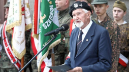 Warszawa, 20.08.2018. Prezes Zarządu Głównego Światowego Związku Żołnierzy AK Leszek Żukowski ps. „Antek” podczas uroczystości 74. rocznicy zdobycia gmachu PAST-y przez powstańców warszawskich. Obchody zorganizowała Fundacja Polskiego Państwa Podziemnego. Fot. PAP/T. Gzell