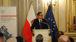 Nowy Jork, 05 10 2017. Inauguracja 39. Sesji Stałej Konferencji Muzeów, Archiwów i Bibliotek Polskich na Zachodzie. Konferencję otwiera prezes Instytutu Pamięci Narodowej dr Jarosław Szarek. Źródło: IPN