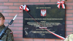 Tablica upamiętniającą oświęcimian walczących o niepodległość. Źródło: Urząd do Spraw Kombatantów i Osób Represjonowanych