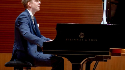 Tymoteusz Bies - najlepszy pianista I Międzynarodowego Konkursu Muzycznego im. K. Szymanowskiego - podczas przesłuchań do konkursu. Katowice, 10.09.2018. Fot. PAP/A. Grygiel