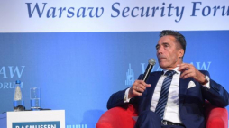 Warszawa, 24.10.2018. Były sekretarz generalny NATO Anders Fogh Rasmussen podczas pierwszego dnia obrad Warsaw Security Forum 2018, zorganizowanego w Warszawie przez Fundację im. Kazimierza Pułaskiego we współpracy z Biurem Bezpieczeństwa Narodowego. Fot. PAP/R. Pietruszka
