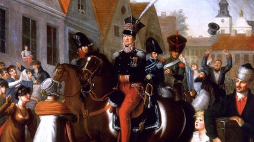 Gen. Jan Henryk Dąbrowski wjeżdża do Poznania - obraz Jana Gładysza. Źródło: Wikimedia Commons