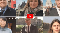 Przedstawiciele sześciu państw czytają pierwszą depeszę dyplomatyczną odrodzonej Polski. Źródło: Oficjalny kanał YouTube Ministerstwa Spraw Zagranicznych Rzeczypospolitej Polskiej