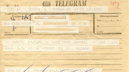 Ocenzurowany telegram z informacją o urodzeniu syna. Źródło: Wikimedia Commons