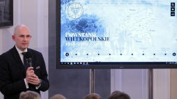 Dyrektor Oddziału Instytutu Pamięci Narodowej w Poznaniu dr hab. Rafał Reczek podczas uroczystej inauguracji portalu internetowego o Powstaniu Wielkopolskim w Belwederze w Warszawie. Fot. PAP/P. Supernak