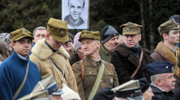 Apel Pamięci w Panteonie-Mauzoleum Wyklętych-Niezłomnych na Cmentarzu Wojskowym na Powązkach podczas uroczystości w hołdzie mjr. Hieronimowi Dekutowskiemu ps. Zapora. Fot. PAP/P. Nowak