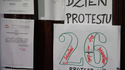 Kraków, 05.04.2019. Oświatowa „Solidarność” zakończyła protest w siedzibie Kuratorium Oświaty w Krakowie, gdzie od 11 marca związek zawodowy prowadził akcję okupacyjną. Fot. PAP/J. Bednarczyk
