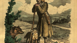 Jedna z bajek Stanisława Jachowicza pt. „Pasterz i Wilk” z ilustracją Wojciecha Gersona ze zbioru bajek wydanego w 1860 roku w Warszawie. Źródło: Wikimedia Commons