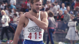 Grudziądz 06.1986.  62 Lekkoatletyczne Mistrzostwa Polski. Nz. sprinter Marian Woronin.  PAP/L. Fidusiewicz