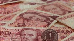 Banknoty stuzłotowe sprzed denominacji i nowa moneta o nominale 1 zł. Fot. PAP/CAF/R. Pietruszka