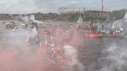 Godzina „W” na Wiśle, w miejscu zatopienia statku Bajka. Warszawa, 01.08.2019. Fot. PAP/P. Supernak
