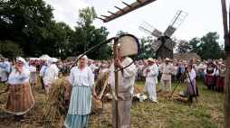 Pokaz dawnych żniw w Ciechanowcu podczas XIX Podlaskiego Święta Chleba. Fot. PAP/M. Zieliński