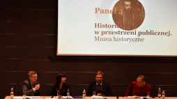Od lewej: dyrektor Muzeum Historii Polski Robert Kostro, dr hab. Anna Ziębińska-Witek (UMCS), dr Wojciech Kucharski (Centrum Myśli "Zajezdnia" we Wrocławiu), prof. Robert Traba (ISP PAN) podczas dyskusji nt. muzeów historycznych w ramach XX Powszechnego Zjazdu Historyków Polskich w Lublinie. Fot. Muzeum Historii Polski
