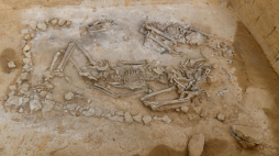 Sadowie, 30.09.2019. Kolejne groby na cmentarzysku, 30 bm. w okolicach Sadowia koło Opatowa odnaleźli archeolodzy z Uniwersytetu Rzeszowskiego. Fot. PAP/P. Polak