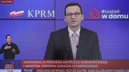 Transmisja konferencji prasowej premiera RP Mateusza Morawieckiego w KPRM w Warszawie. 09.04.2020. Fot. PAP/P. Supernak