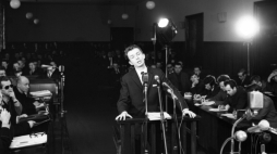 Warszawa, 02.1970. Proces tzw. taterników przed Sądem Wojewódzkim. Na zdj. oskarżony Jakub Karpiński. Dokładny dzień nieustalony. Fot. PAP/S. Czarnogórski